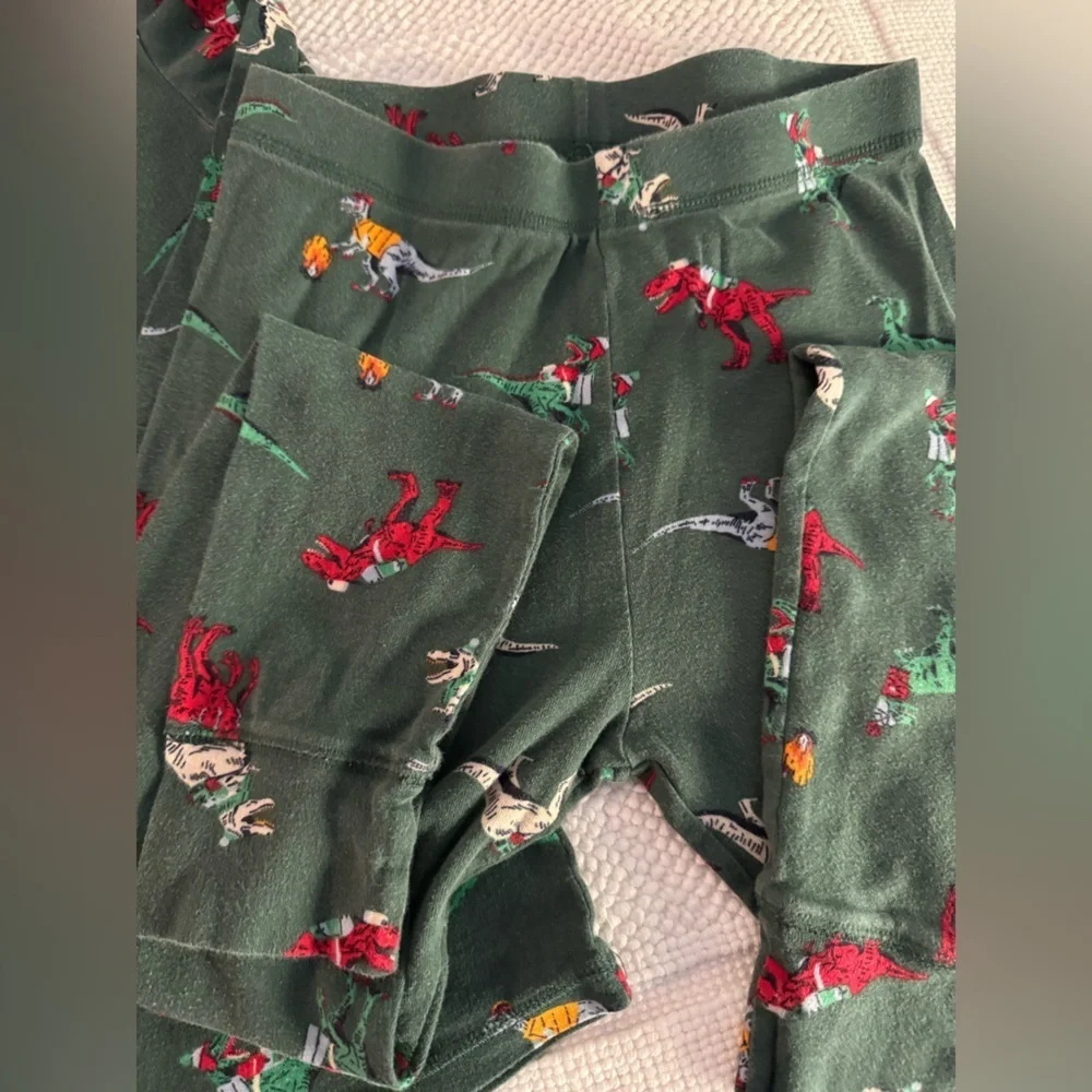 GAP Kids Organic Cotton Dinosaur Pajama Set Green Dino Print Sleepwear Size 14